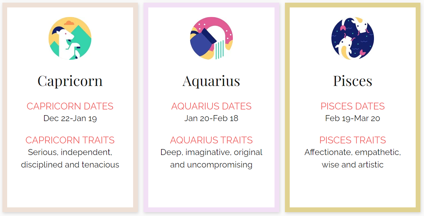 Capricorn, Aquarius and more